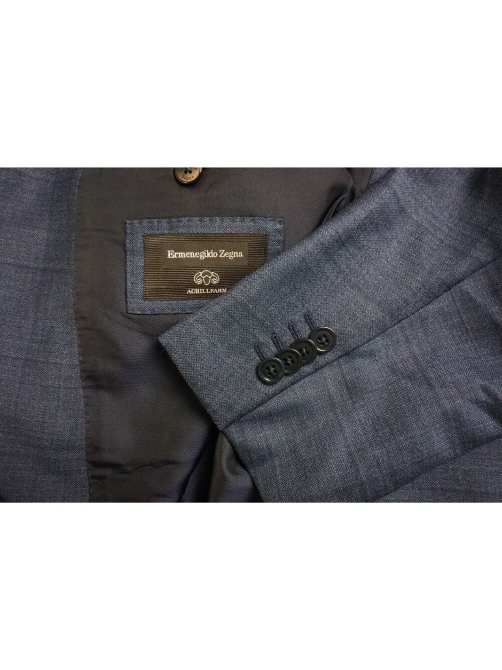 Ermenegildo Zegna Achillfarm Milano Easy Blue Plaid Silk Blend 2 Pc Suit Sz 44L